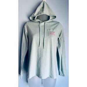 Vineyard Vines Logo Hooded Long Sleeve Tee Sz XS Green and Pink